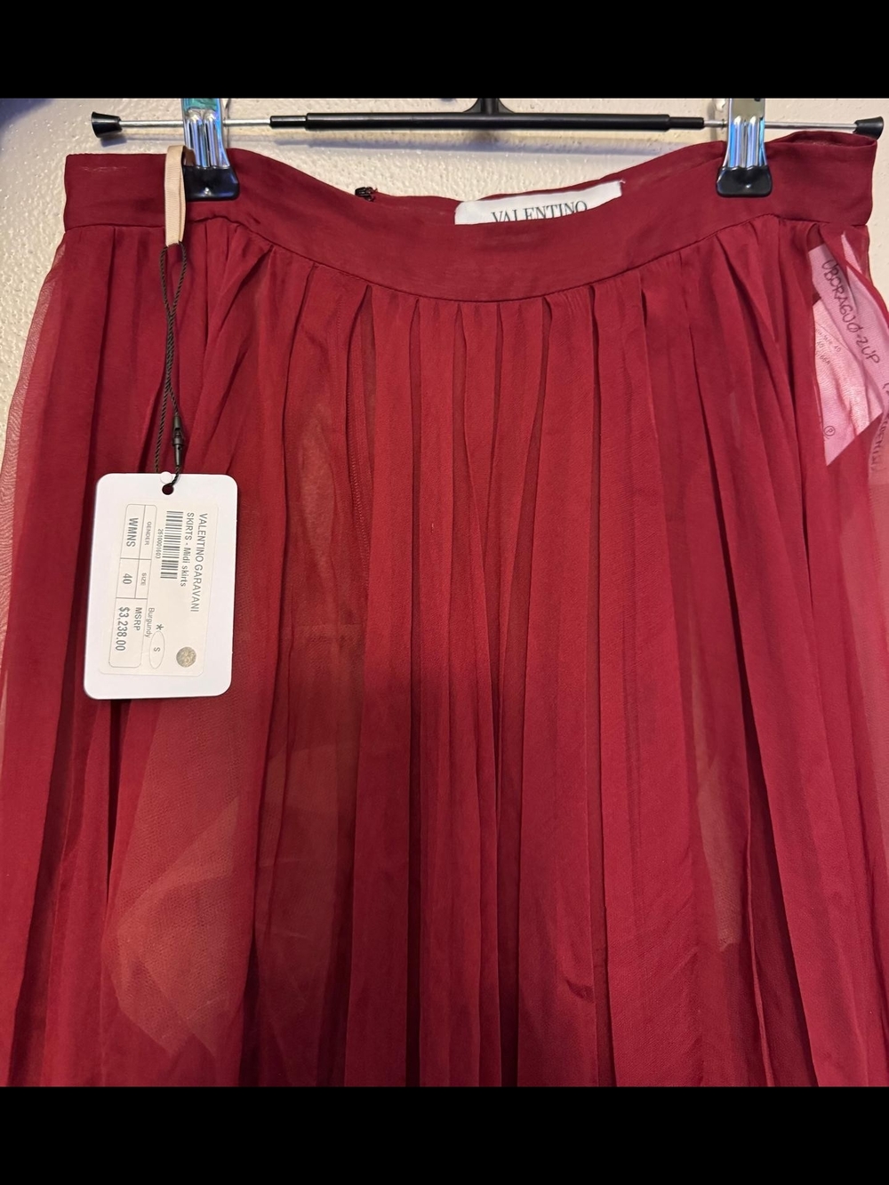 Valentino Burgundy Red Maxi Tulle Skirt 100% Silk Size EU 40 - Picture 5 of 5
